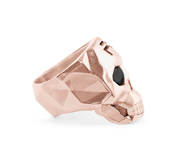 Rose Gold Skull Faceted Ring