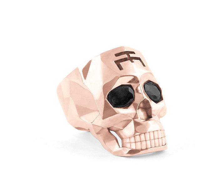 Rose Gold Skull Faceted Ring