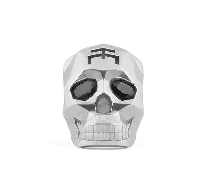 Silver Skull Faceted Ring