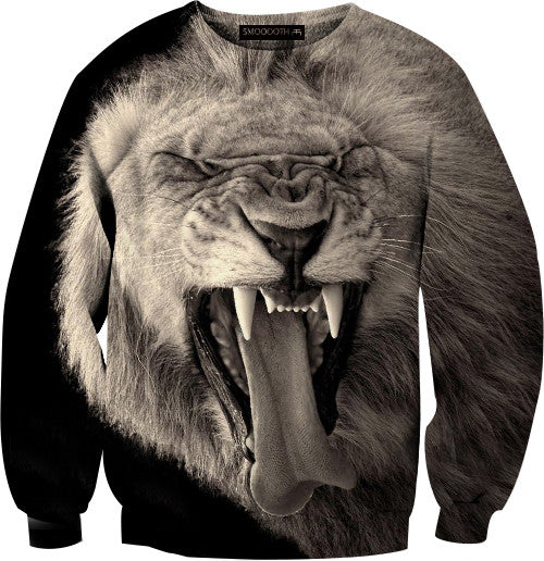 Yawning lion 100% Cotton Sweatshirt