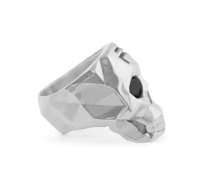 Silver Skull Faceted Ring