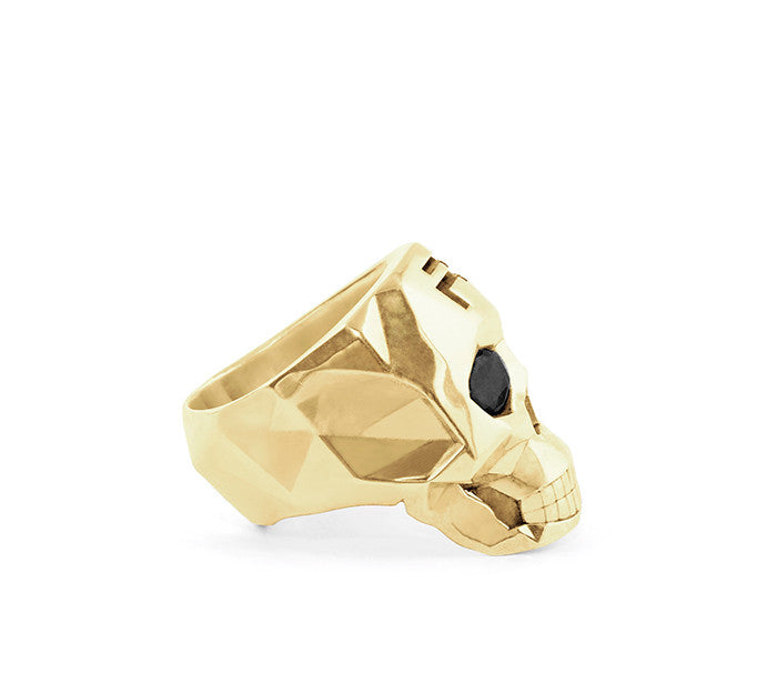 Small Gold Skull Faceted Ring